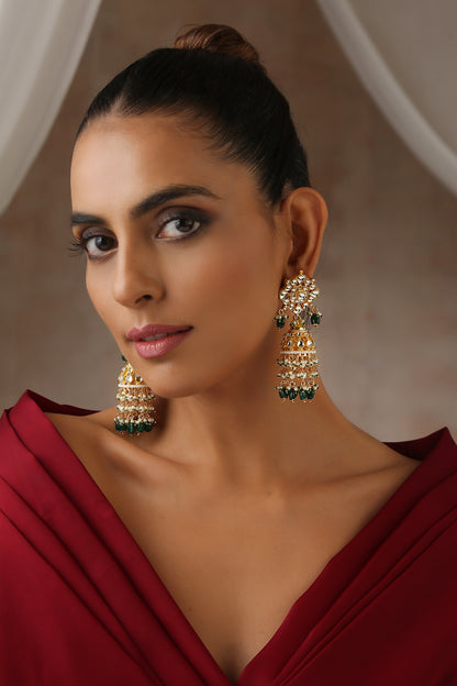 Moissanite Polki Embellished Jhumkas 