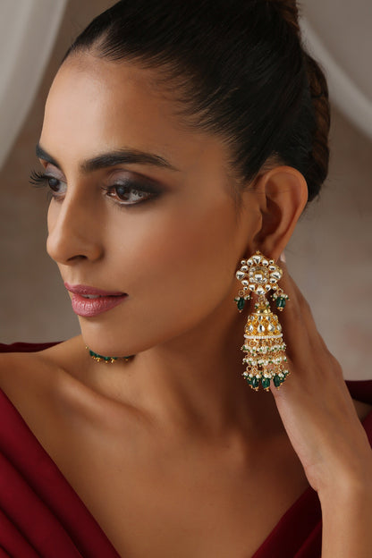 Moissanite Polki Embellished Jhumkas 