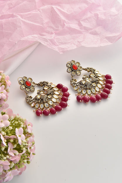 Victorian Moissanite Polki Embellished Chandbalis 