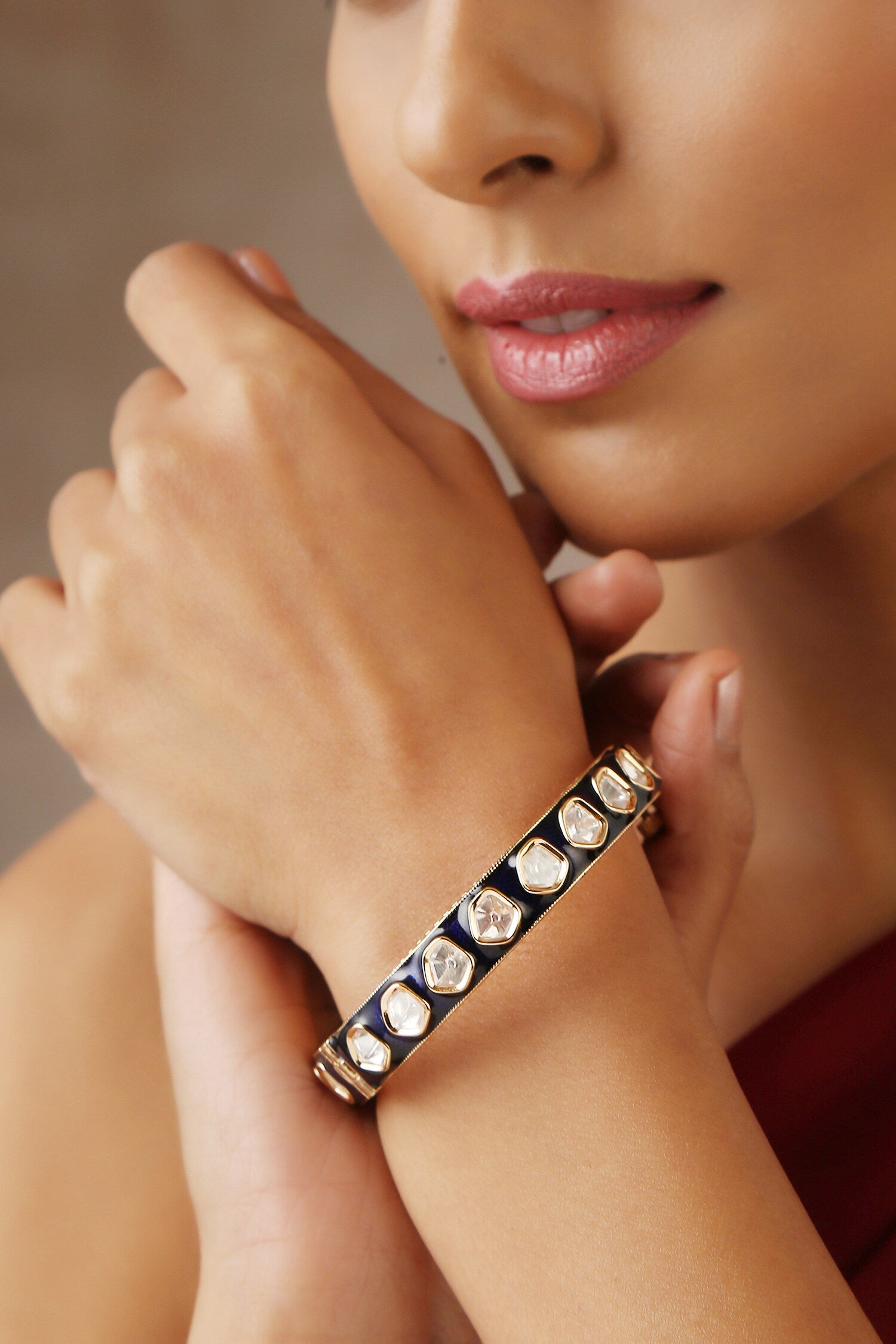 Moissanite Polki Embellished Kada 