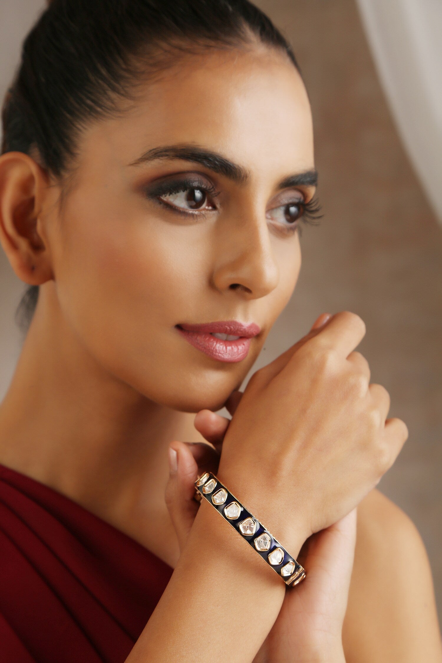 Moissanite Polki Embellished Kada 