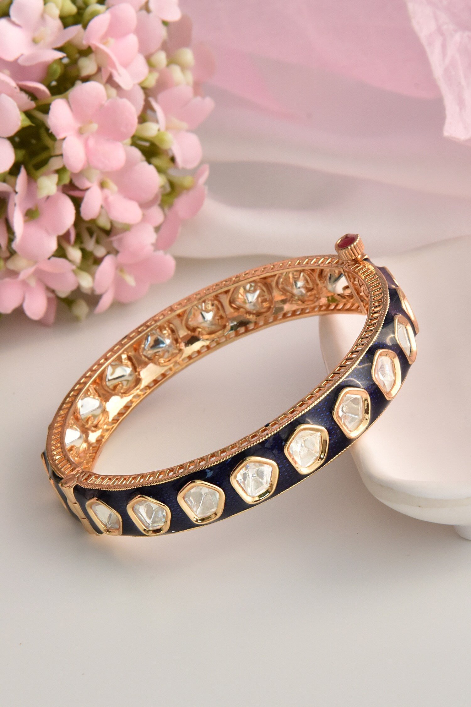 Moissanite Polki Embellished Kada 