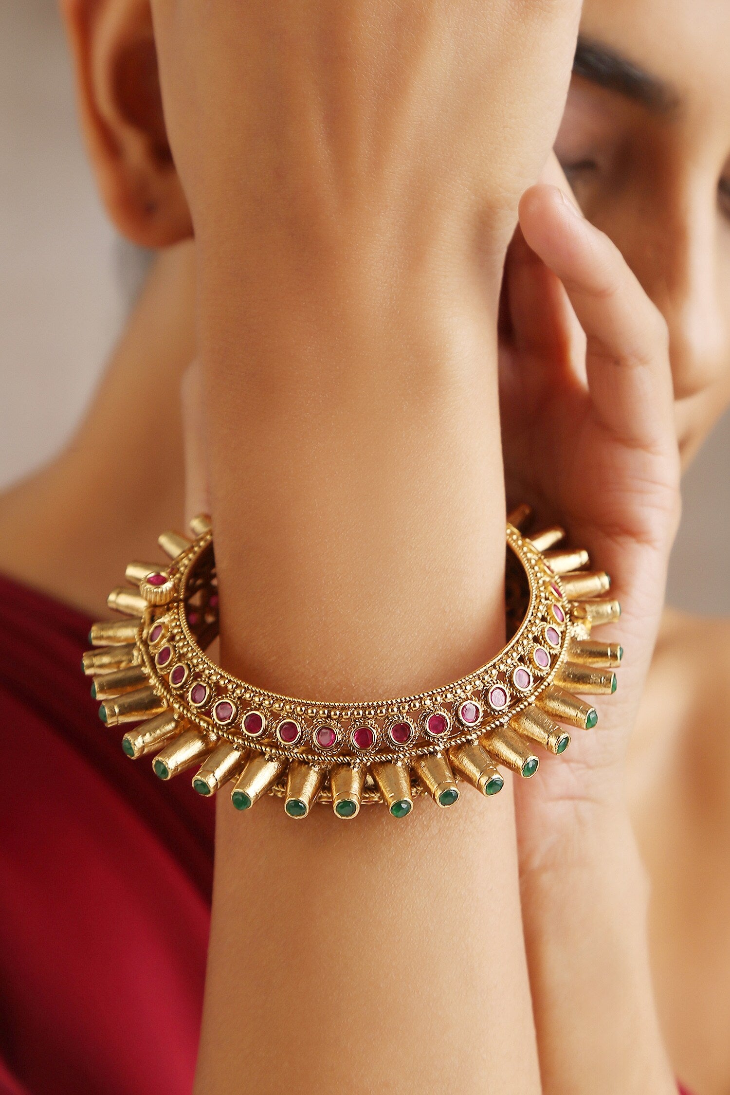 Spiked Embellished Temple Kada 