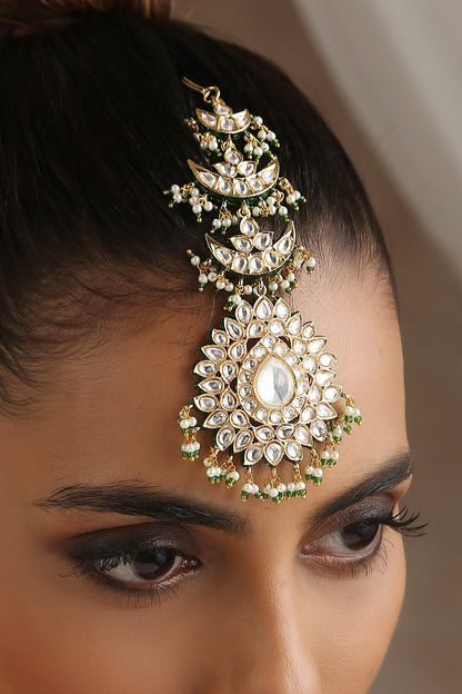 Moissanite Polki Embellished Maangtikka 