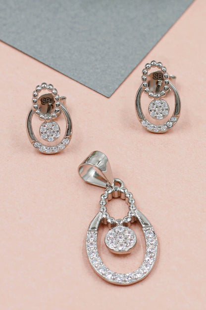 Cubic Zirconia Embellished Studs With Pendant 