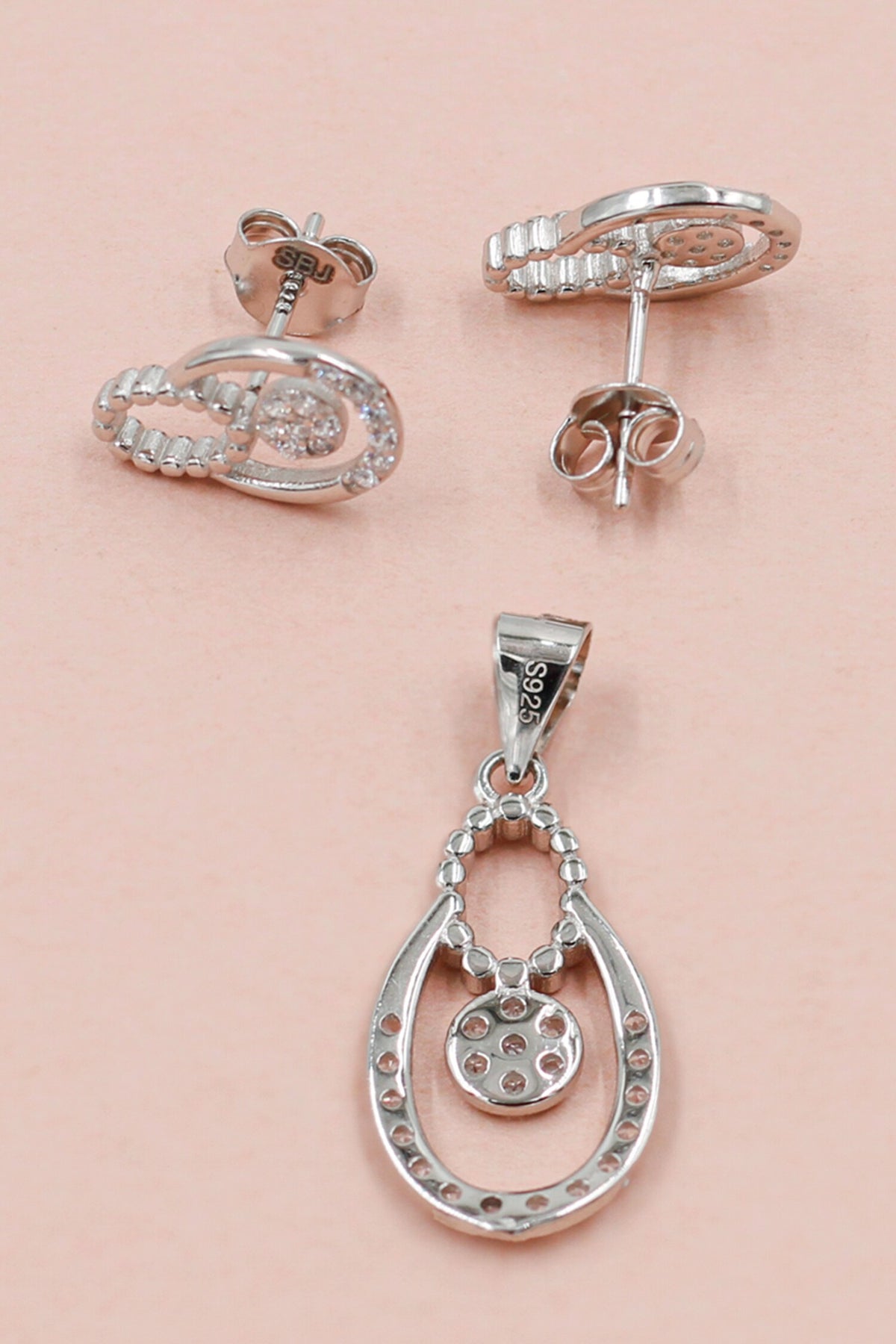 Cubic Zirconia Embellished Studs With Pendant 