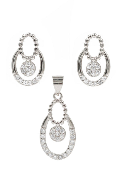 Cubic Zirconia Embellished Studs With Pendant 