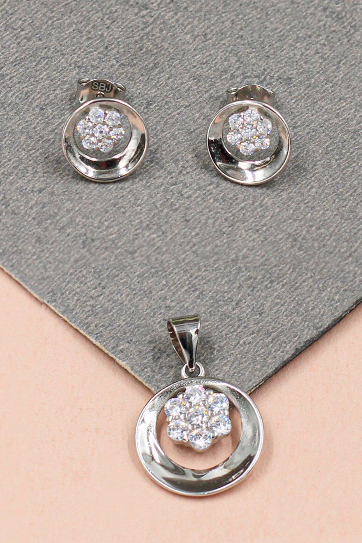 Floral Cut Work Studs With Pendant 