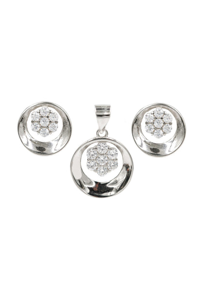 Floral Cut Work Studs With Pendant 