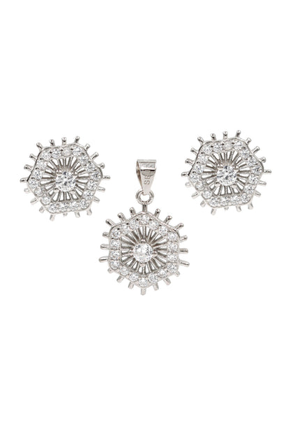 Spiral Geometric Studs With Pendant 