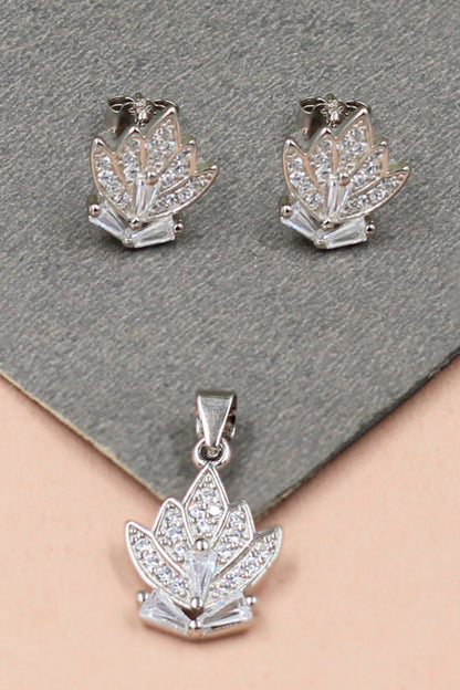 Leaflet Embellished Studs With Pendant 