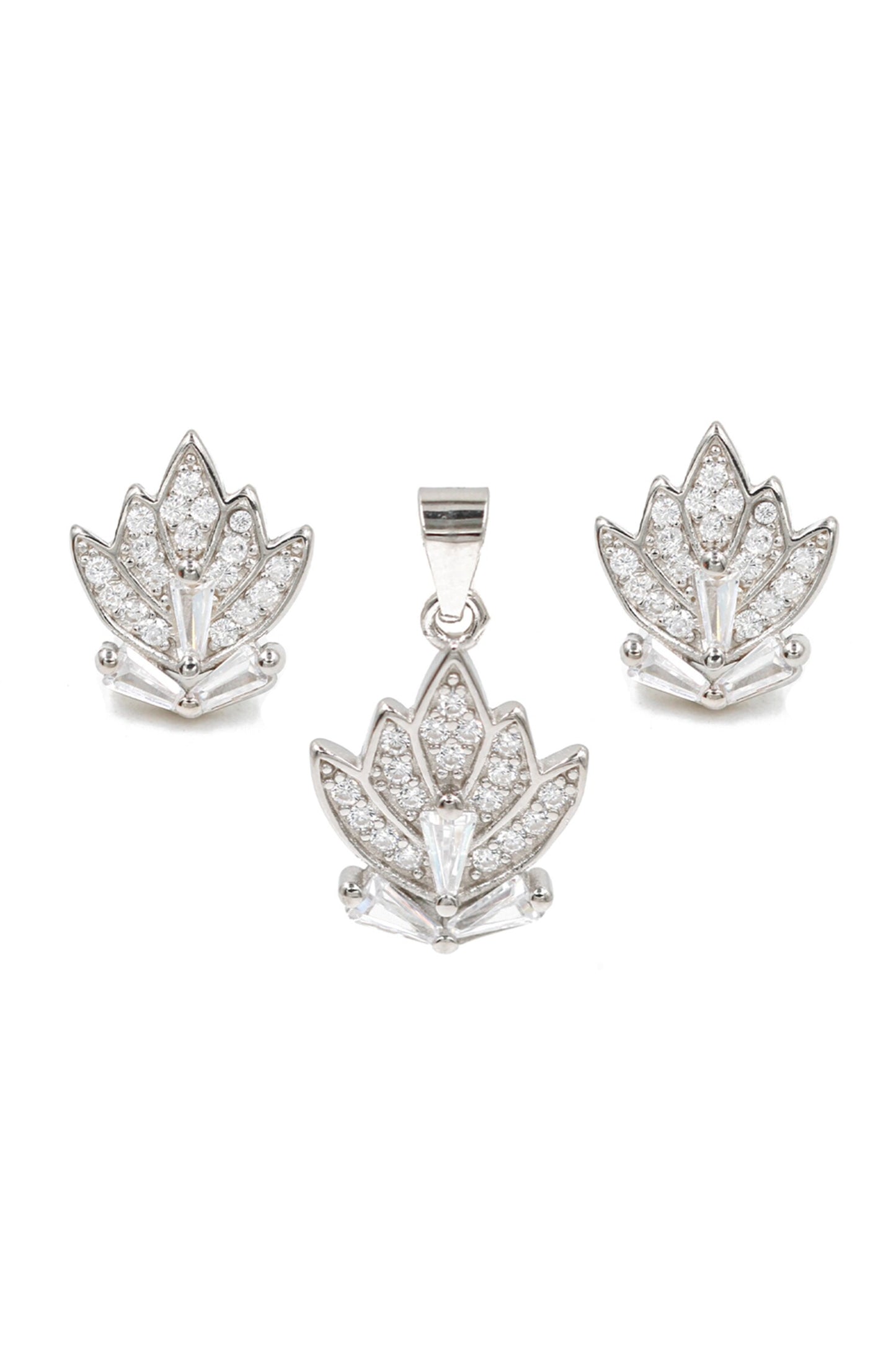 Leaflet Embellished Studs With Pendant 