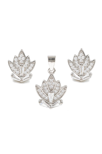 Leaflet Embellished Studs With Pendant 