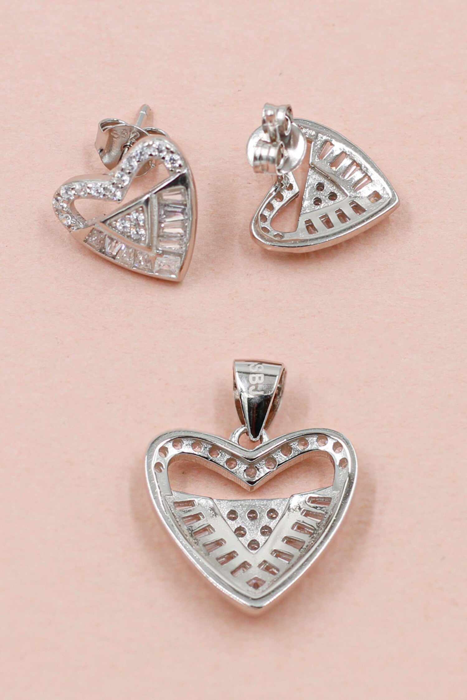 Heart Shaped Studs With Pendant 