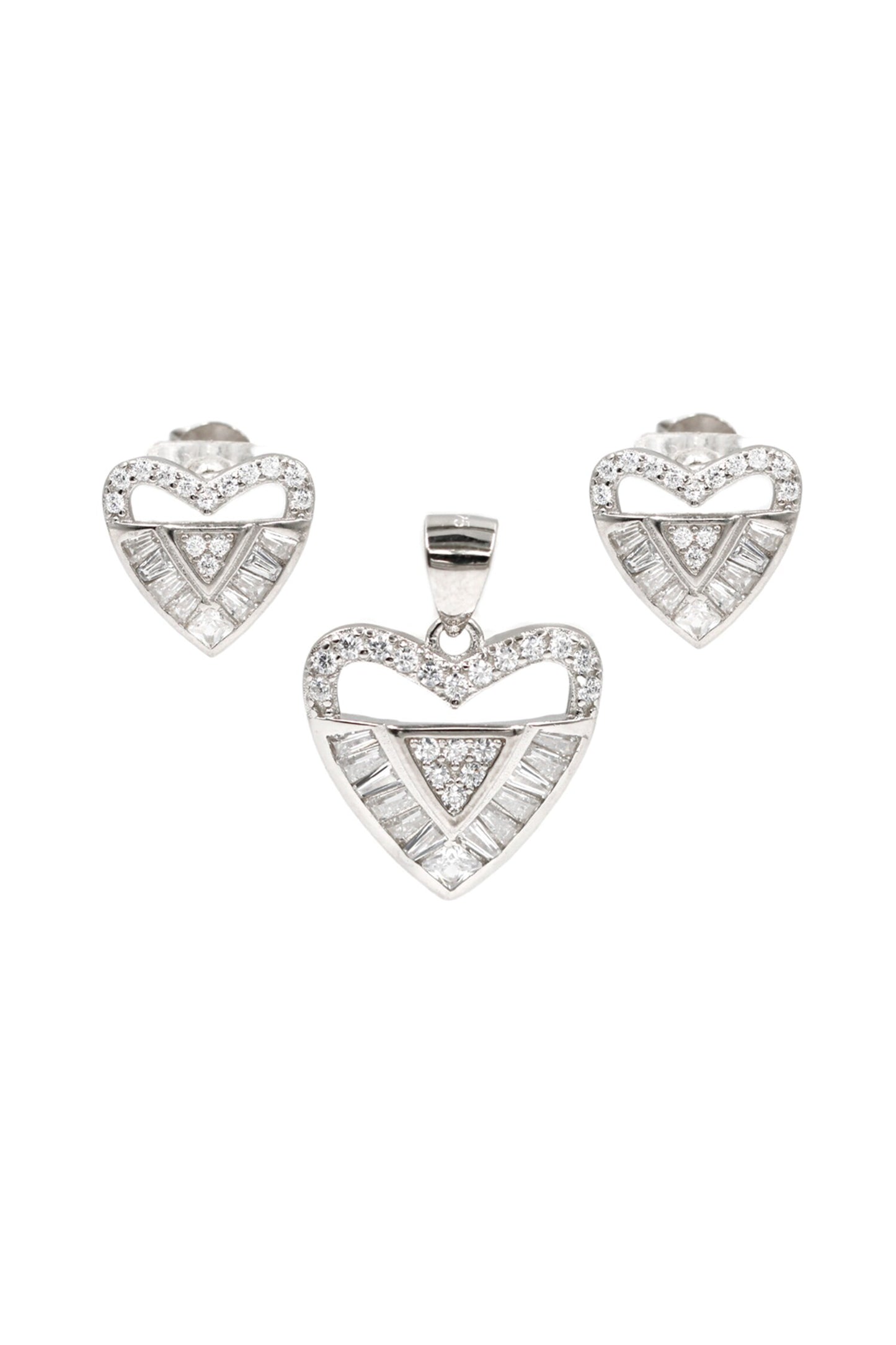 Heart Shaped Studs With Pendant 