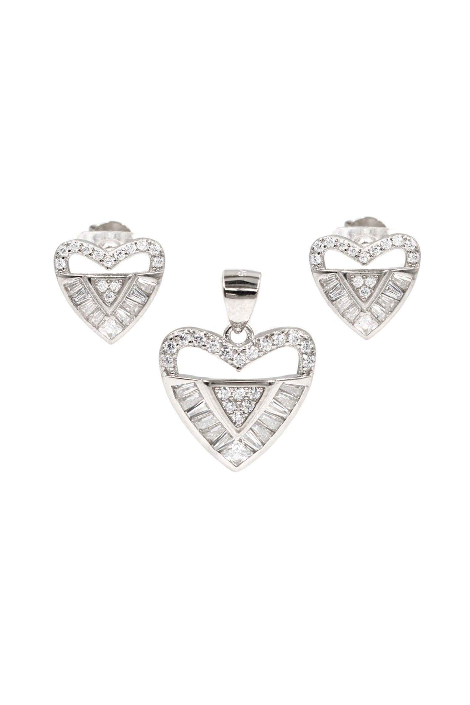 Heart Shaped Studs With Pendant 