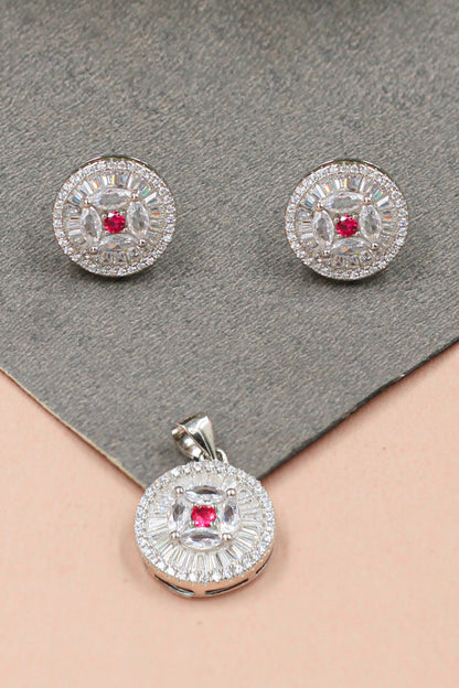 Disc Shaped Studs With Pendant 