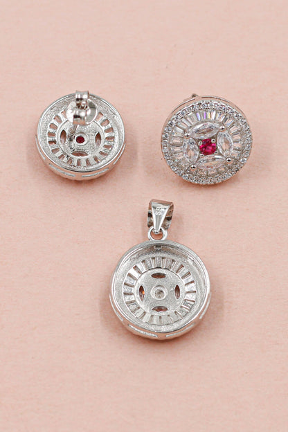 Disc Shaped Studs With Pendant 
