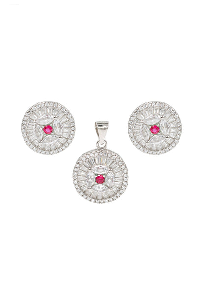 Disc Shaped Studs With Pendant 