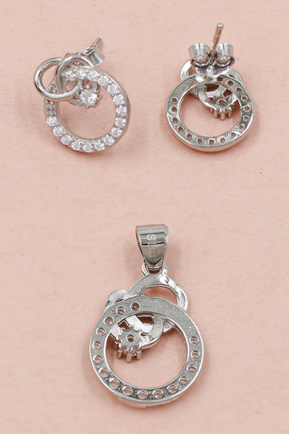 Zirconia Studded Round Pendant Set 