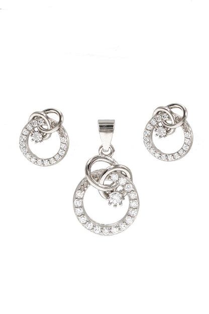 Zirconia Studded Round Pendant Set 
