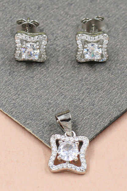 Blossom Stone Studded Pendant Set 