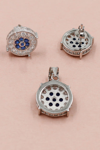 Stone Studded Round Pendant Set 