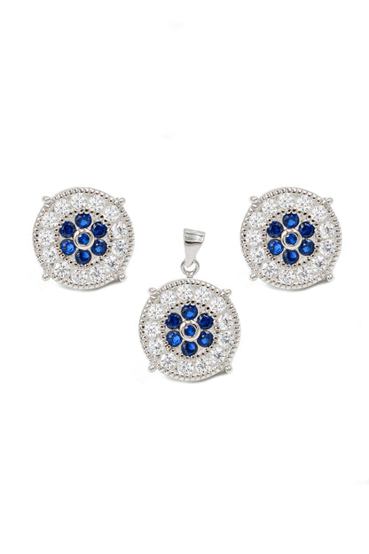 Stone Studded Round Pendant Set 