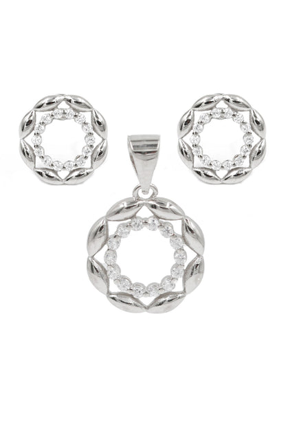 Round Stone Studded Pendant Set 