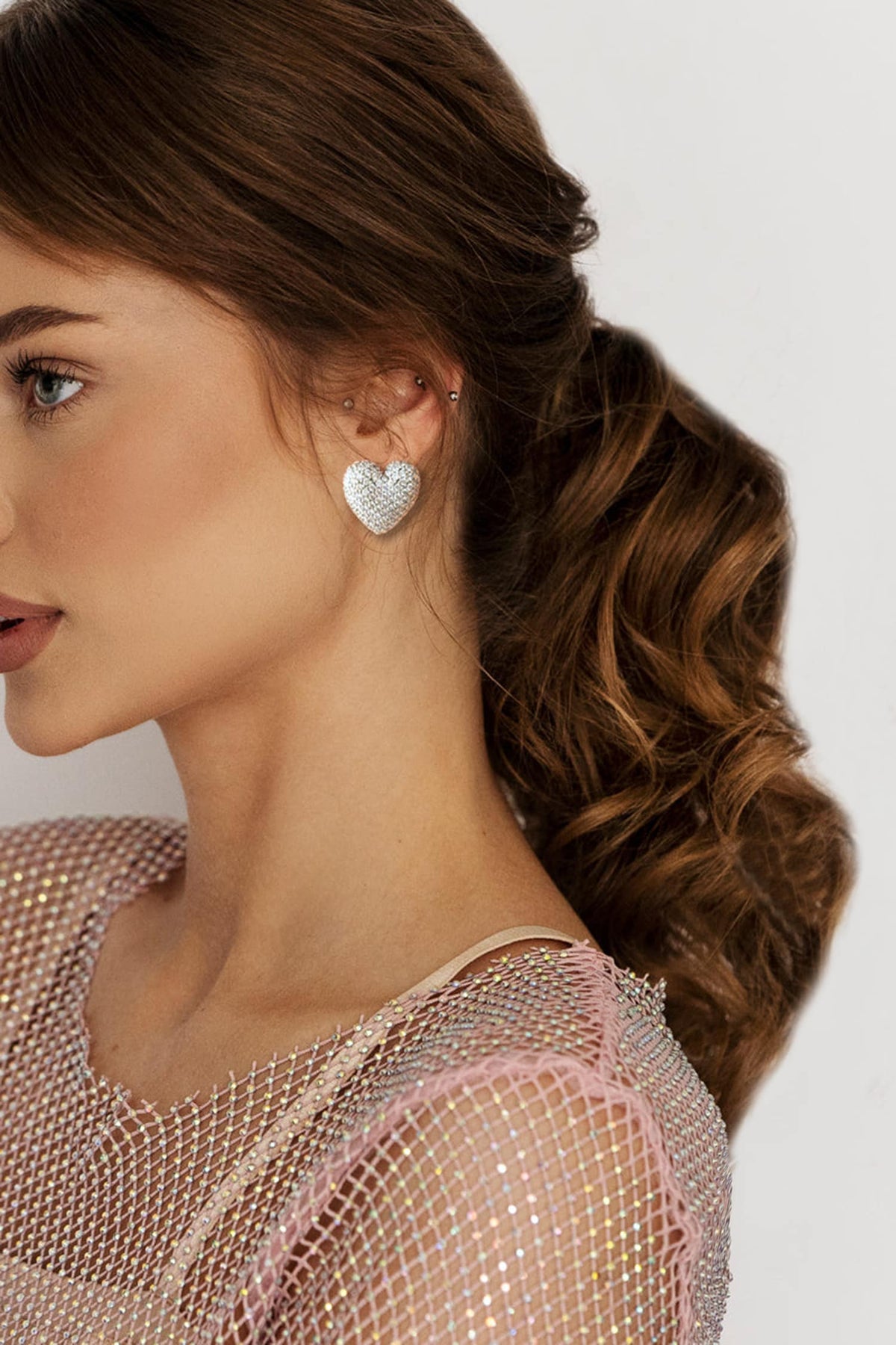 Diamond Mini Heart Studs 