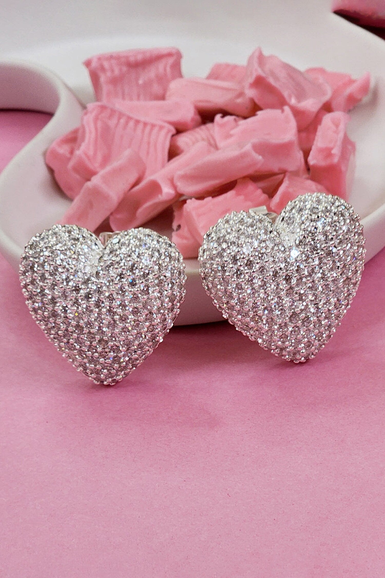 Diamond Heart Shaped Studs 