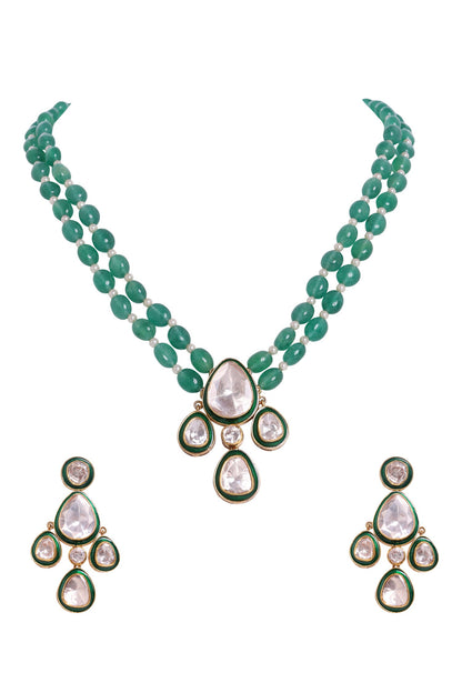 Gleamy Tear Drop Studded Jewellery Set 