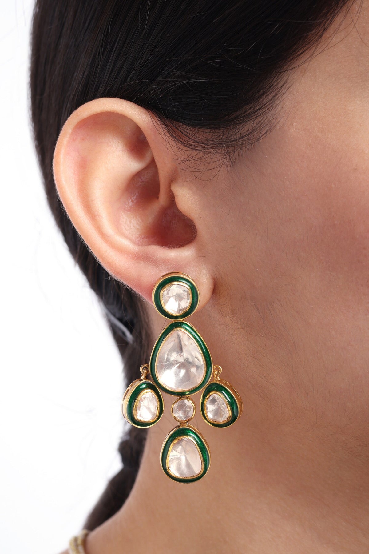 Gleamy Tear Drop Studded Jewellery Set 