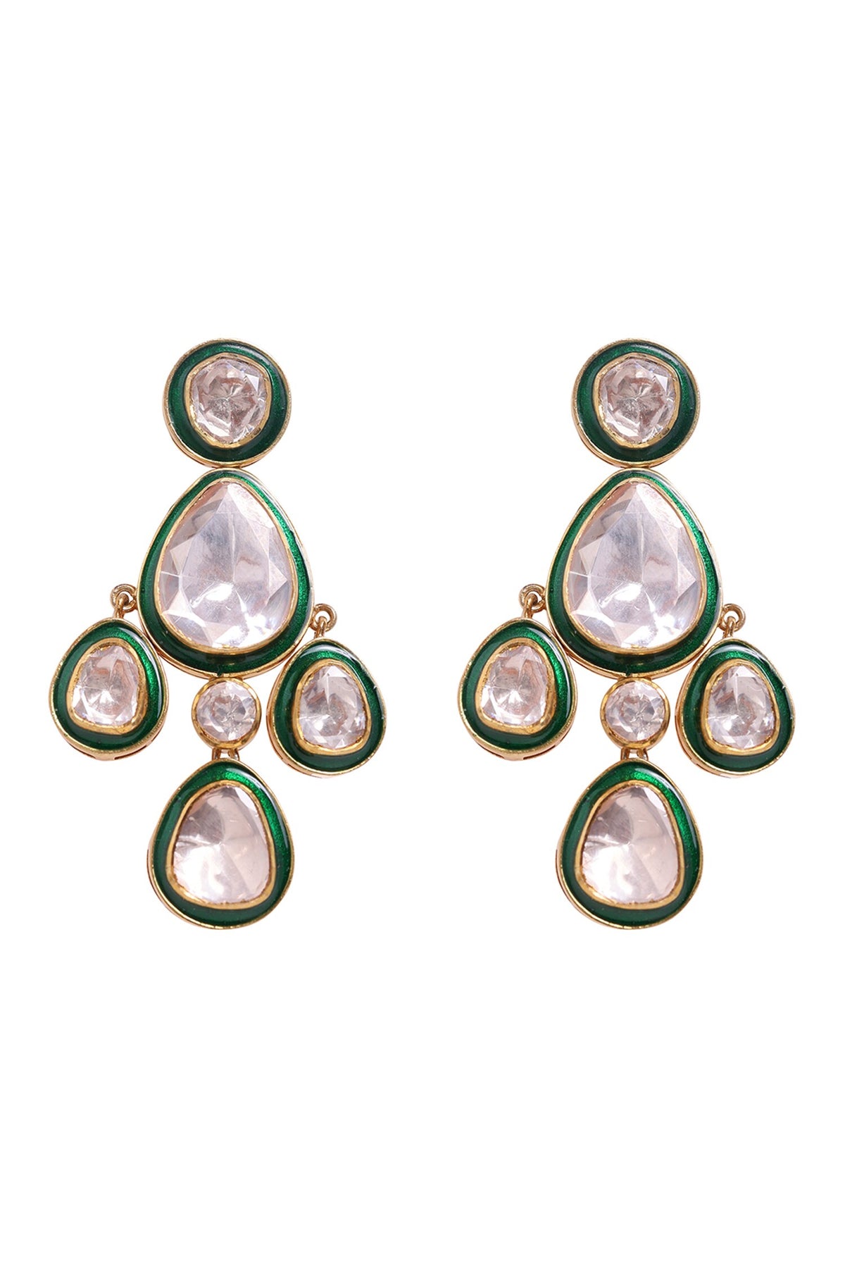 Gleamy Tear Drop Studded Jewellery Set 