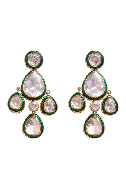 Gleamy Tear Drop Studded Jewellery Set 