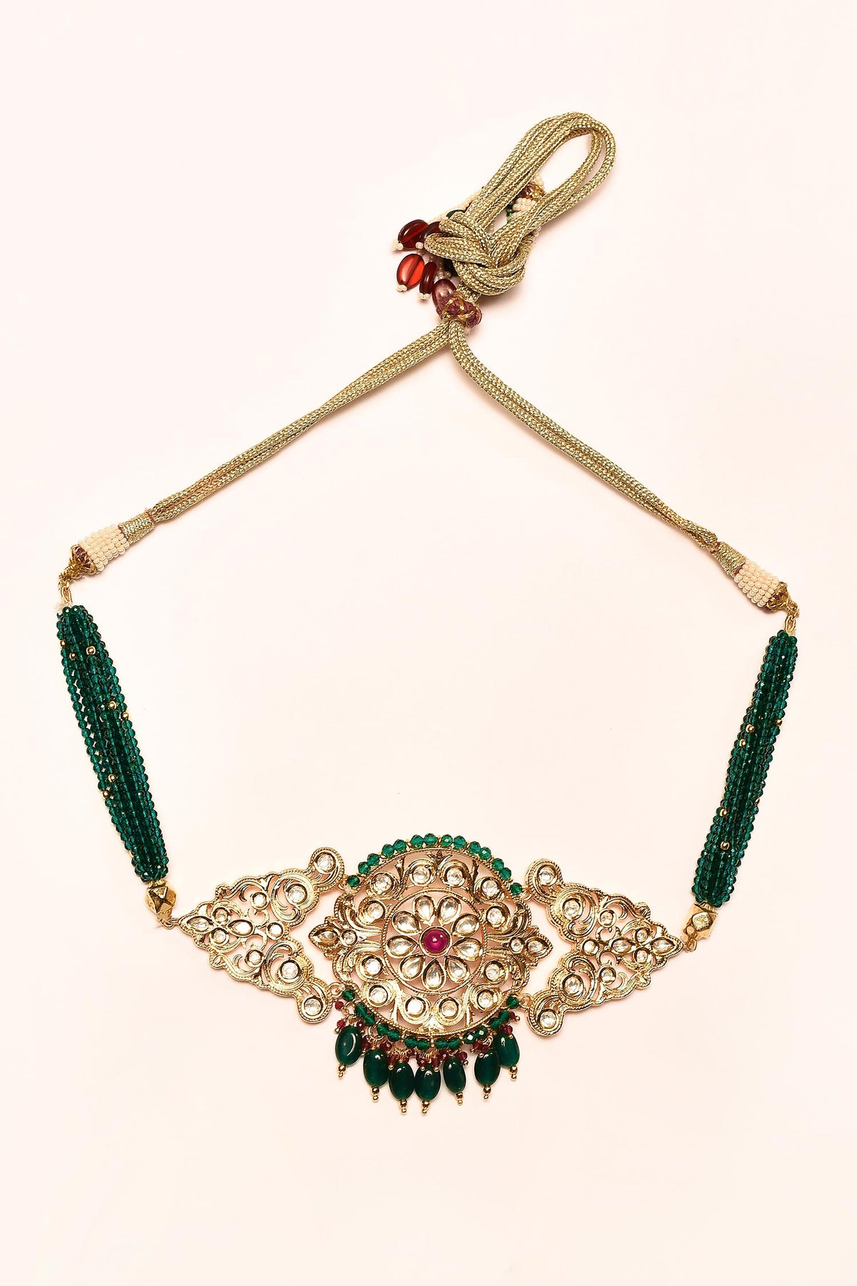 Kundan & Stone Embellished Choker Necklace Set 