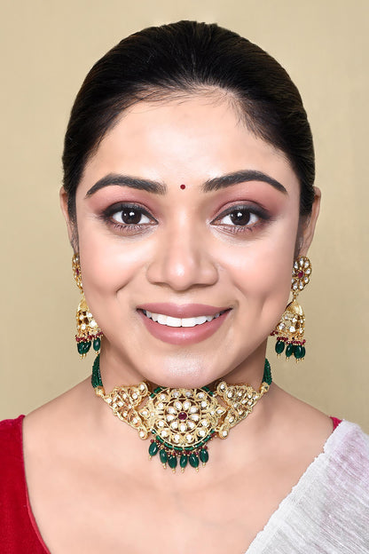 Kundan & Stone Embellished Choker Necklace Set 