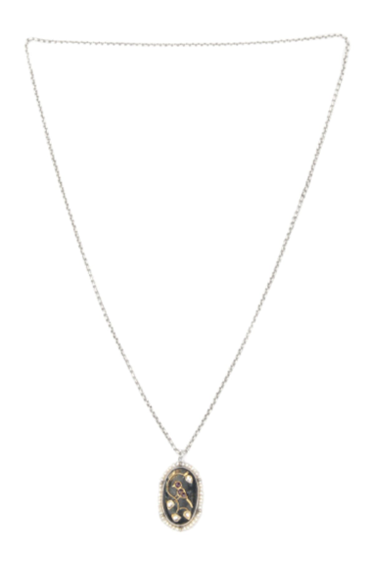 Clarina Labradorite Stone Embellished Pendant Necklace 