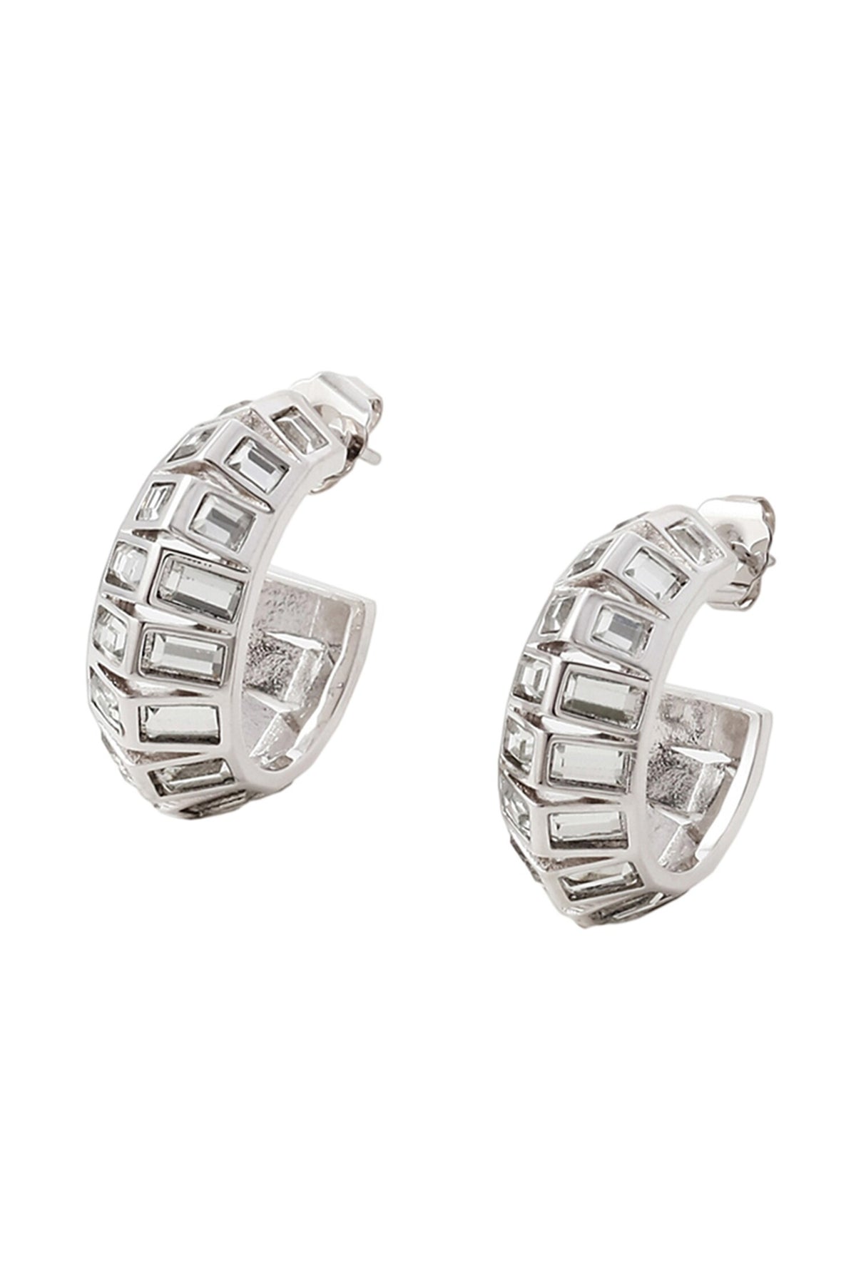 Disco Mirror Rib Hoop Earrings 