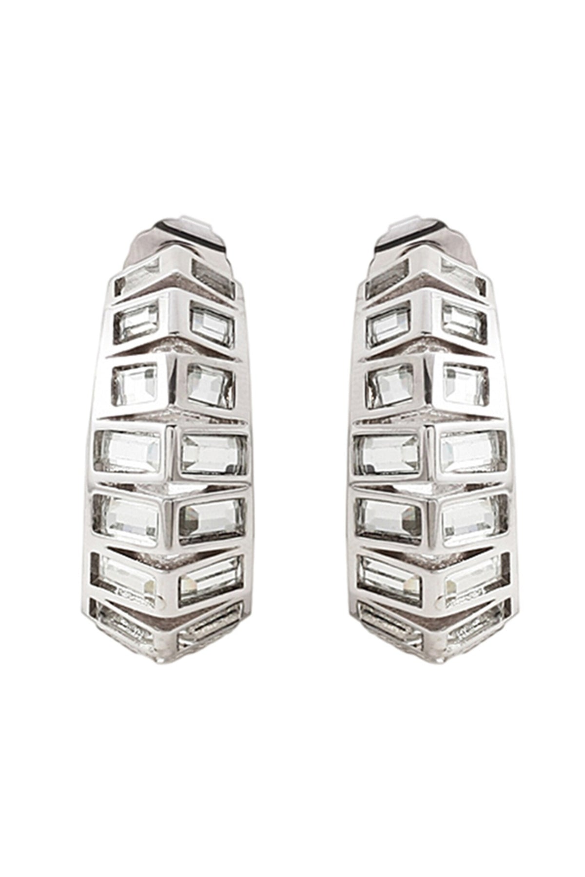 Disco Mirror Rib Hoop Earrings 