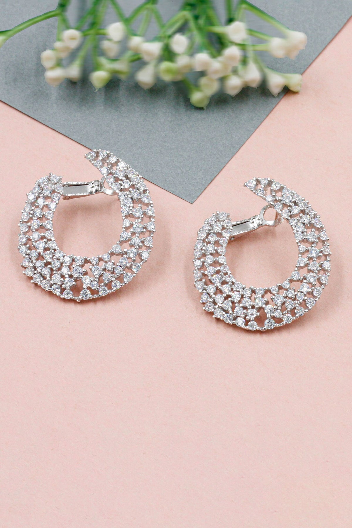Mystic Aura Embellished Hoop Earrings 