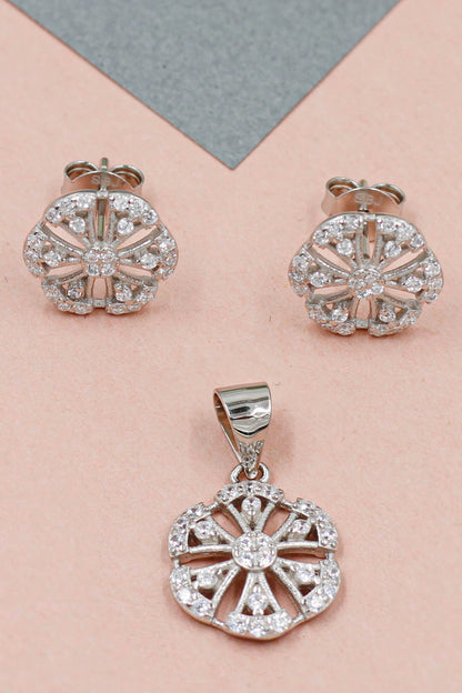 Radiant Reflection Floral Pendant Set 