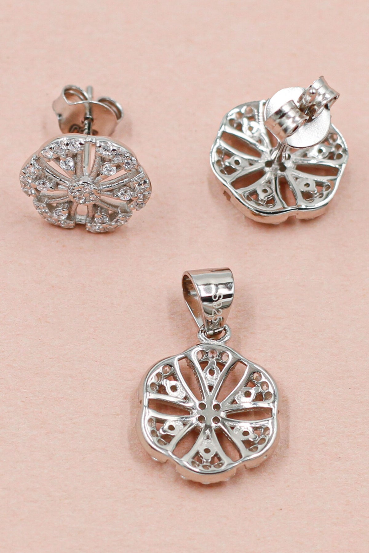 Radiant Reflection Floral Pendant Set 