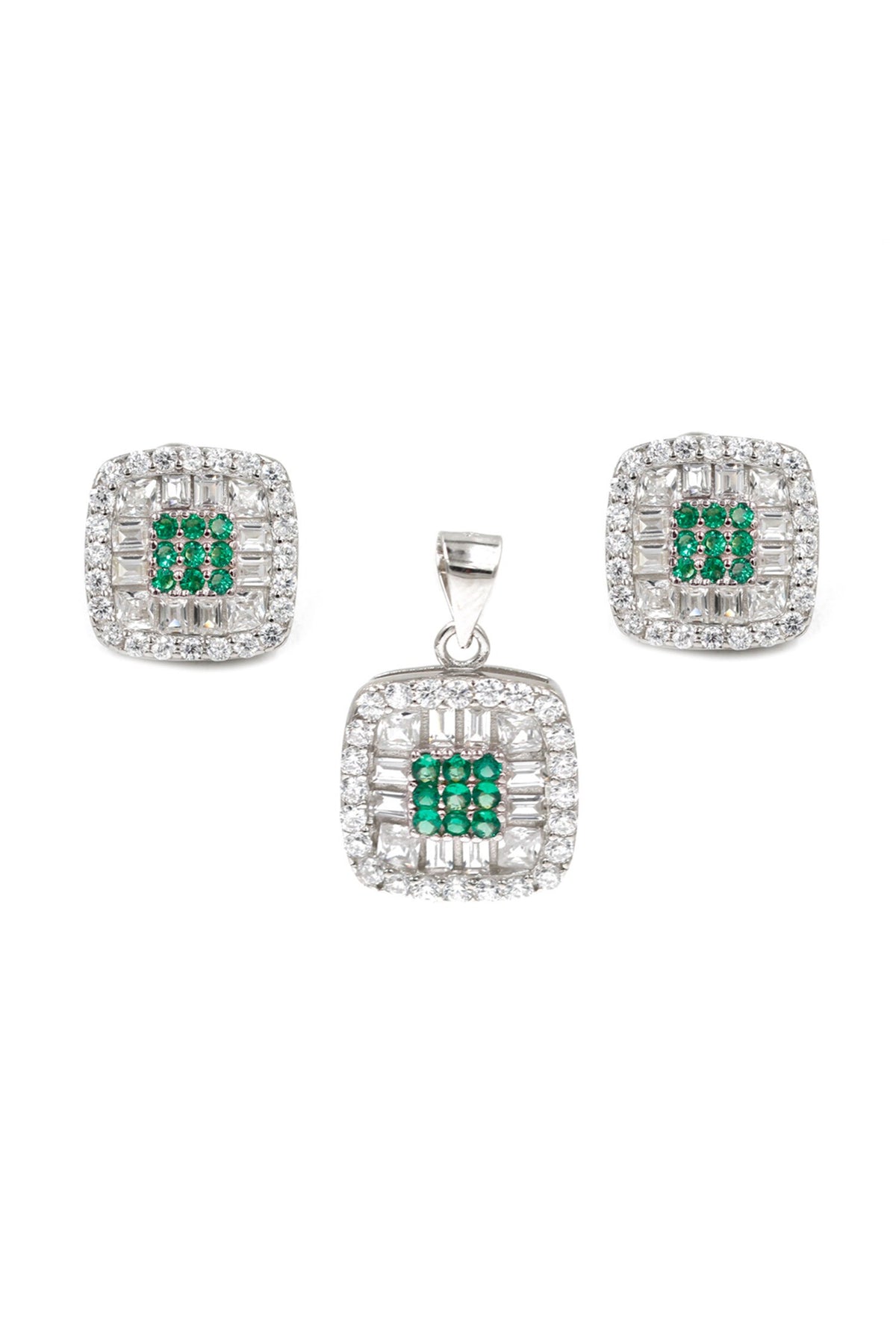 Starry Affair Square Embellished Pendant Set 