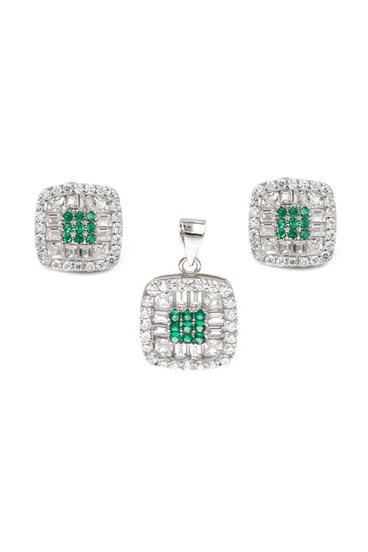 Starry Affair Square Embellished Pendant Set 