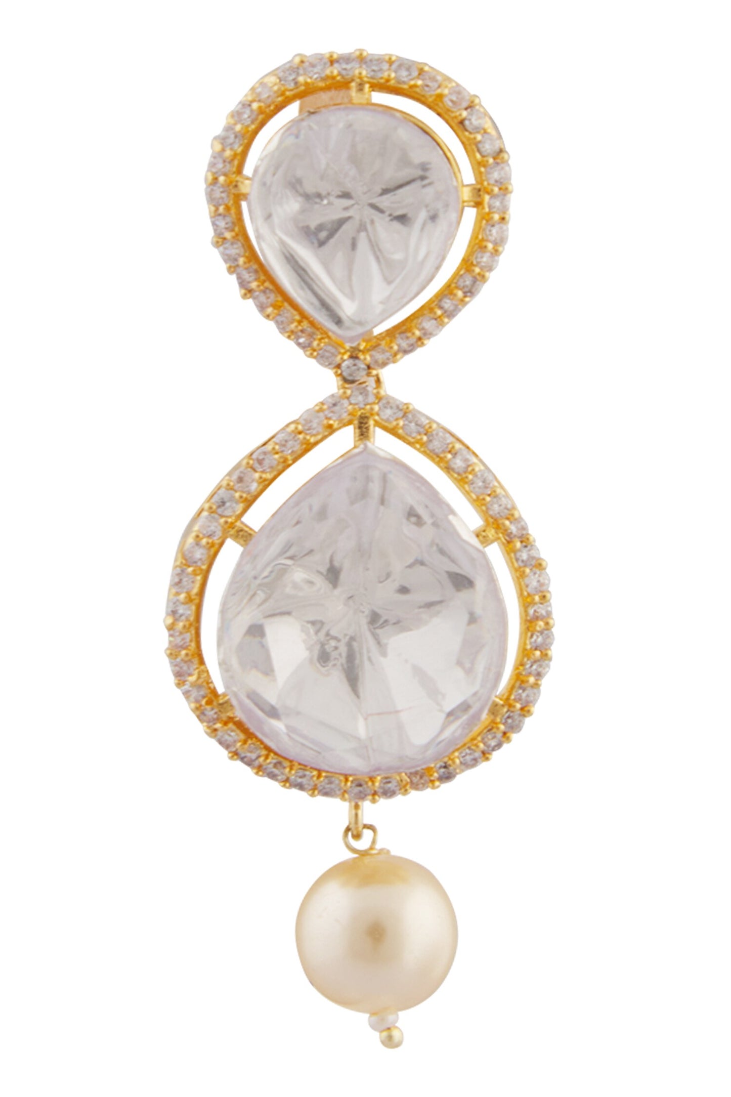 Petite Drop Moissanite Kundan Pearl Choker Jewellery Set 