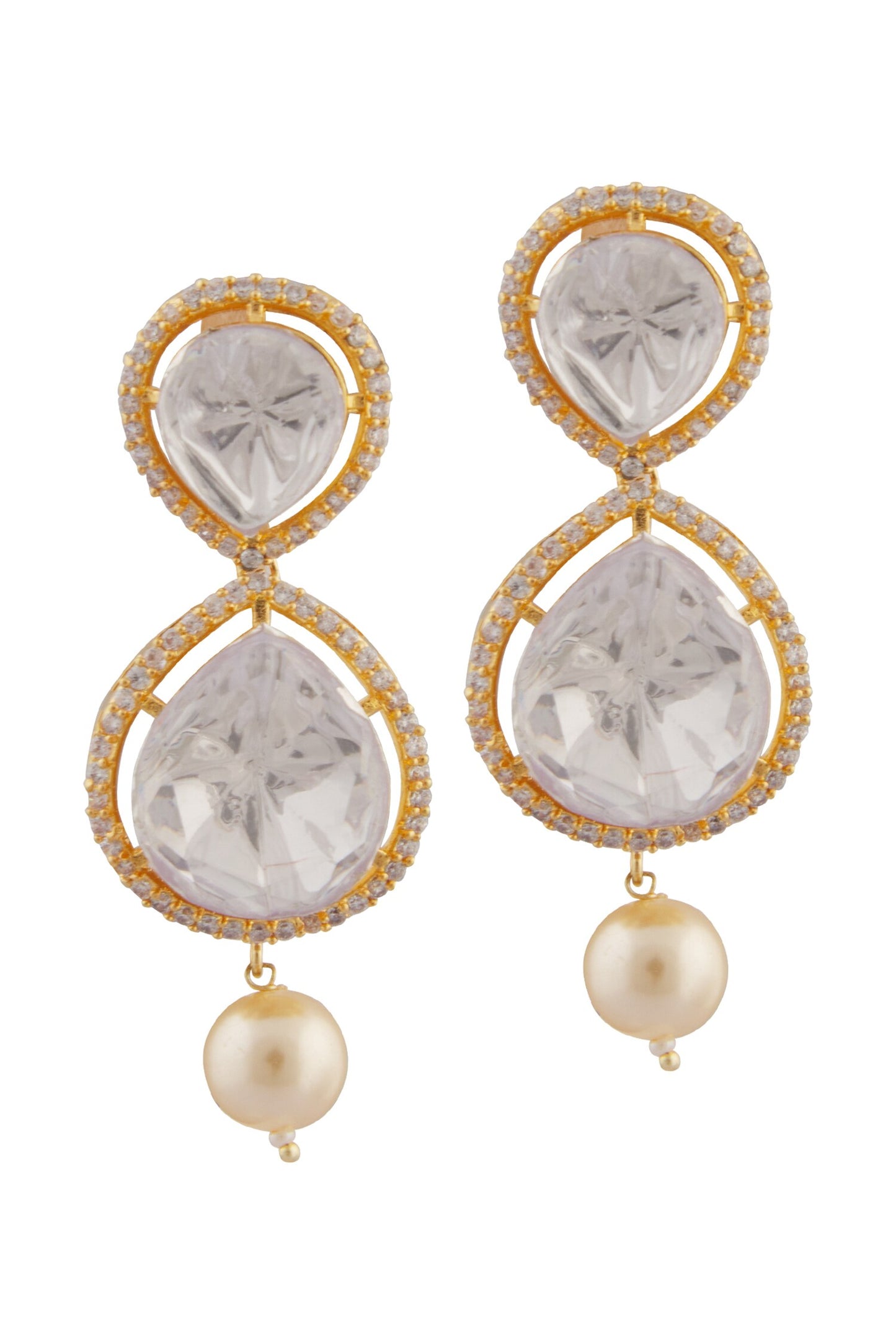 Petite Drop Moissanite Kundan Pearl Choker Jewellery Set 