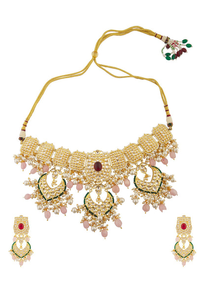 Serene Bloom Ruby Stone Encrusted Jewellery Set 