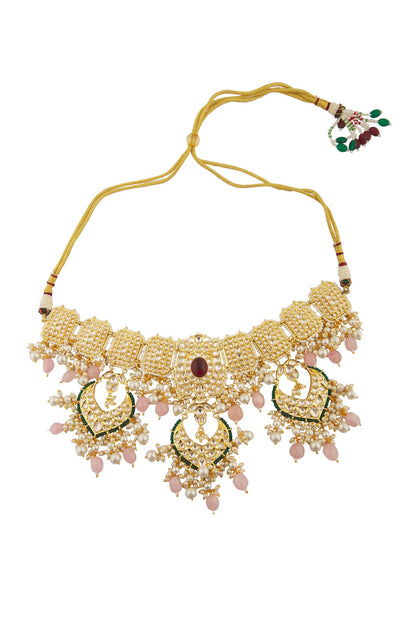 Serene Bloom Ruby Stone Encrusted Jewellery Set 