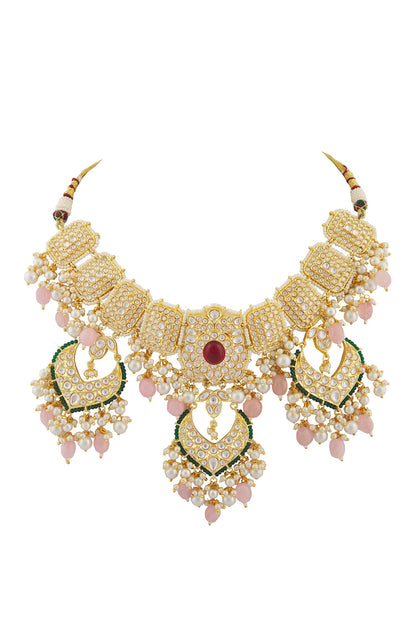 Serene Bloom Ruby Stone Encrusted Jewellery Set 